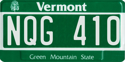 VT license plate NQG410