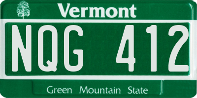 VT license plate NQG412