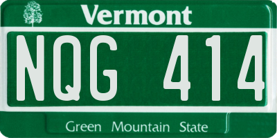 VT license plate NQG414