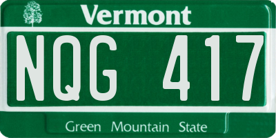 VT license plate NQG417