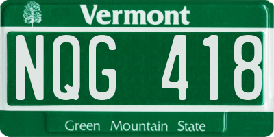 VT license plate NQG418