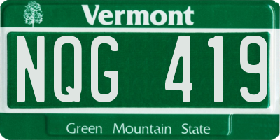 VT license plate NQG419