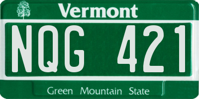 VT license plate NQG421