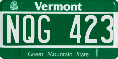 VT license plate NQG423