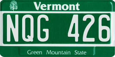 VT license plate NQG426