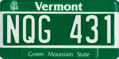 VT license plate NQG431