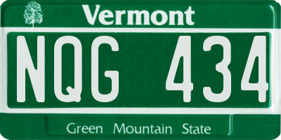 VT license plate NQG434