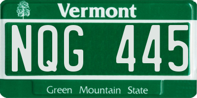 VT license plate NQG445
