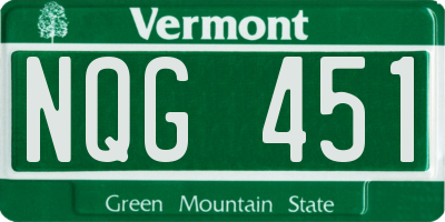 VT license plate NQG451