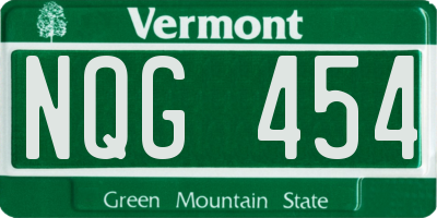 VT license plate NQG454