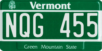 VT license plate NQG455