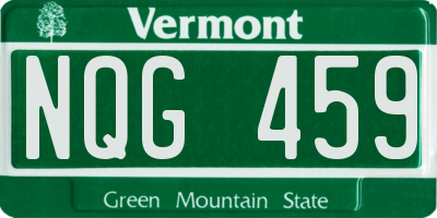 VT license plate NQG459