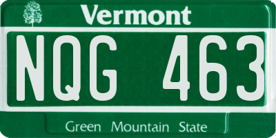 VT license plate NQG463