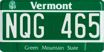 VT license plate NQG465