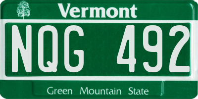VT license plate NQG492