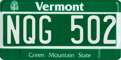 VT license plate NQG502
