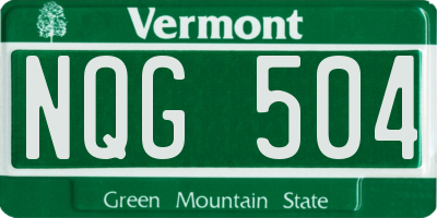 VT license plate NQG504