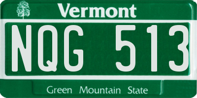 VT license plate NQG513