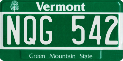 VT license plate NQG542