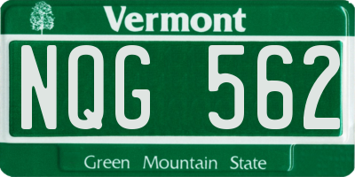 VT license plate NQG562