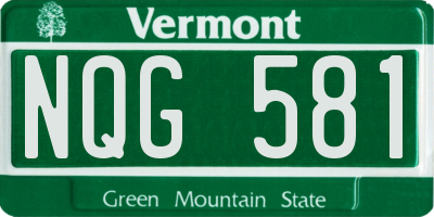 VT license plate NQG581