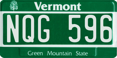 VT license plate NQG596