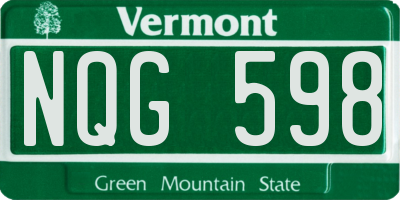 VT license plate NQG598