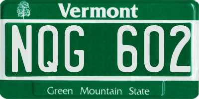 VT license plate NQG602