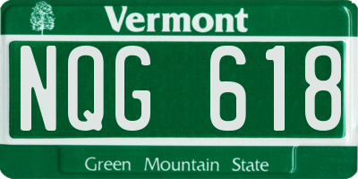 VT license plate NQG618