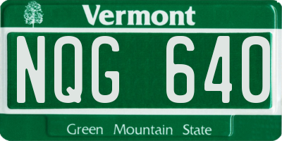 VT license plate NQG640