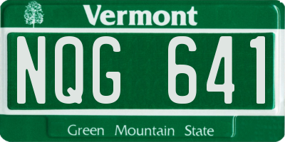 VT license plate NQG641