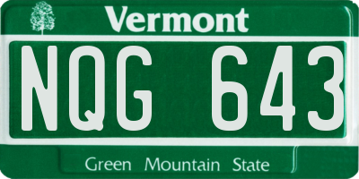 VT license plate NQG643