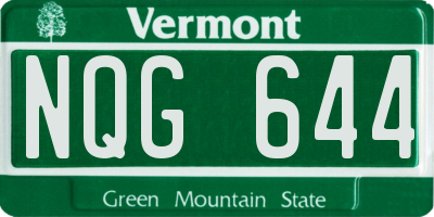 VT license plate NQG644