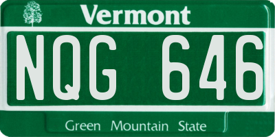 VT license plate NQG646