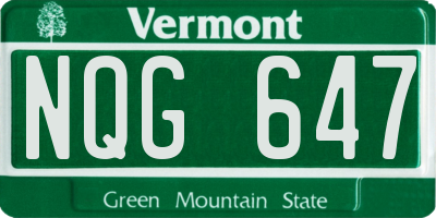 VT license plate NQG647