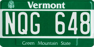 VT license plate NQG648