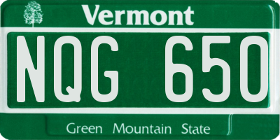 VT license plate NQG650