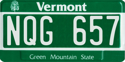 VT license plate NQG657