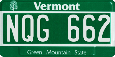 VT license plate NQG662