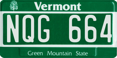 VT license plate NQG664