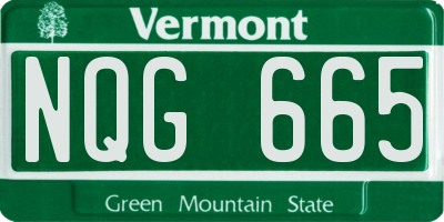 VT license plate NQG665