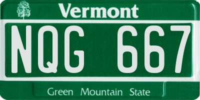 VT license plate NQG667