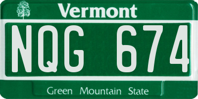 VT license plate NQG674