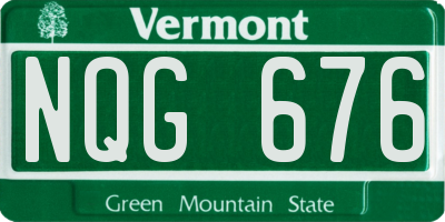 VT license plate NQG676