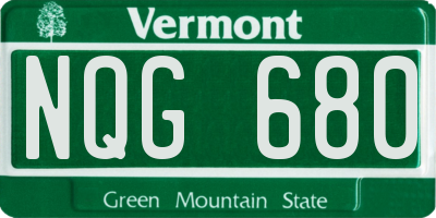 VT license plate NQG680