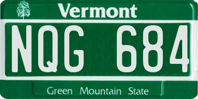 VT license plate NQG684
