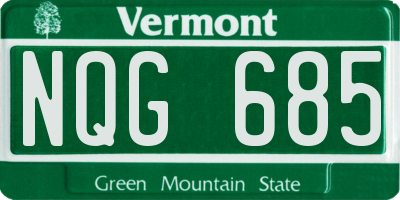 VT license plate NQG685