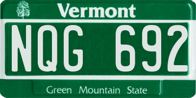 VT license plate NQG692