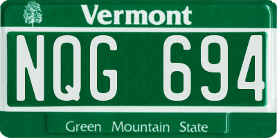 VT license plate NQG694