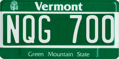 VT license plate NQG700